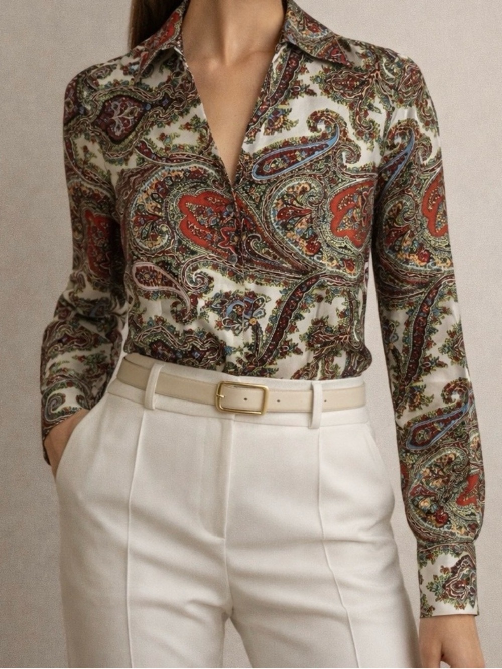 Vintage Talbots Silk Paisley Button-Up  Size 18W